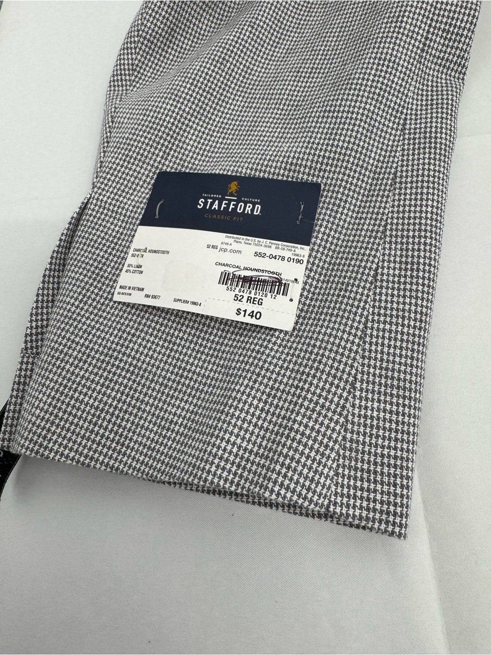 Stafford Men’s Classic Fit Sport Coat Size 52R Linen Blend Blazer Houndstooth - Picture 9 of 10